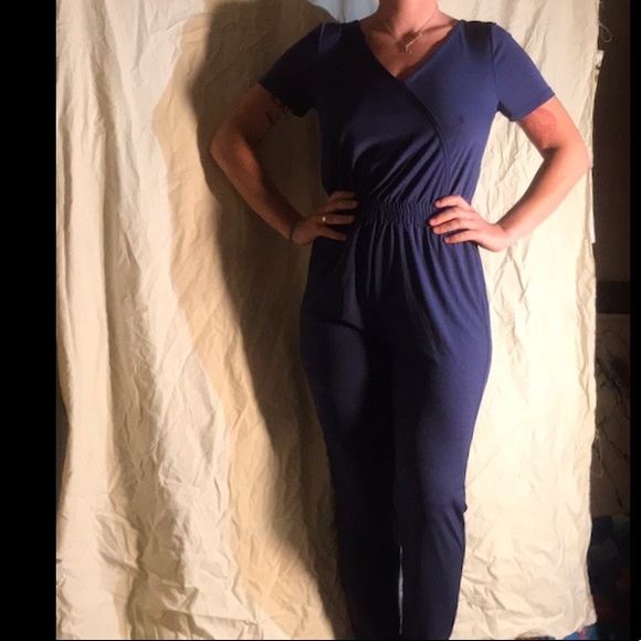 Stretchy royal blue jumpsuit - Picture 2 of 5